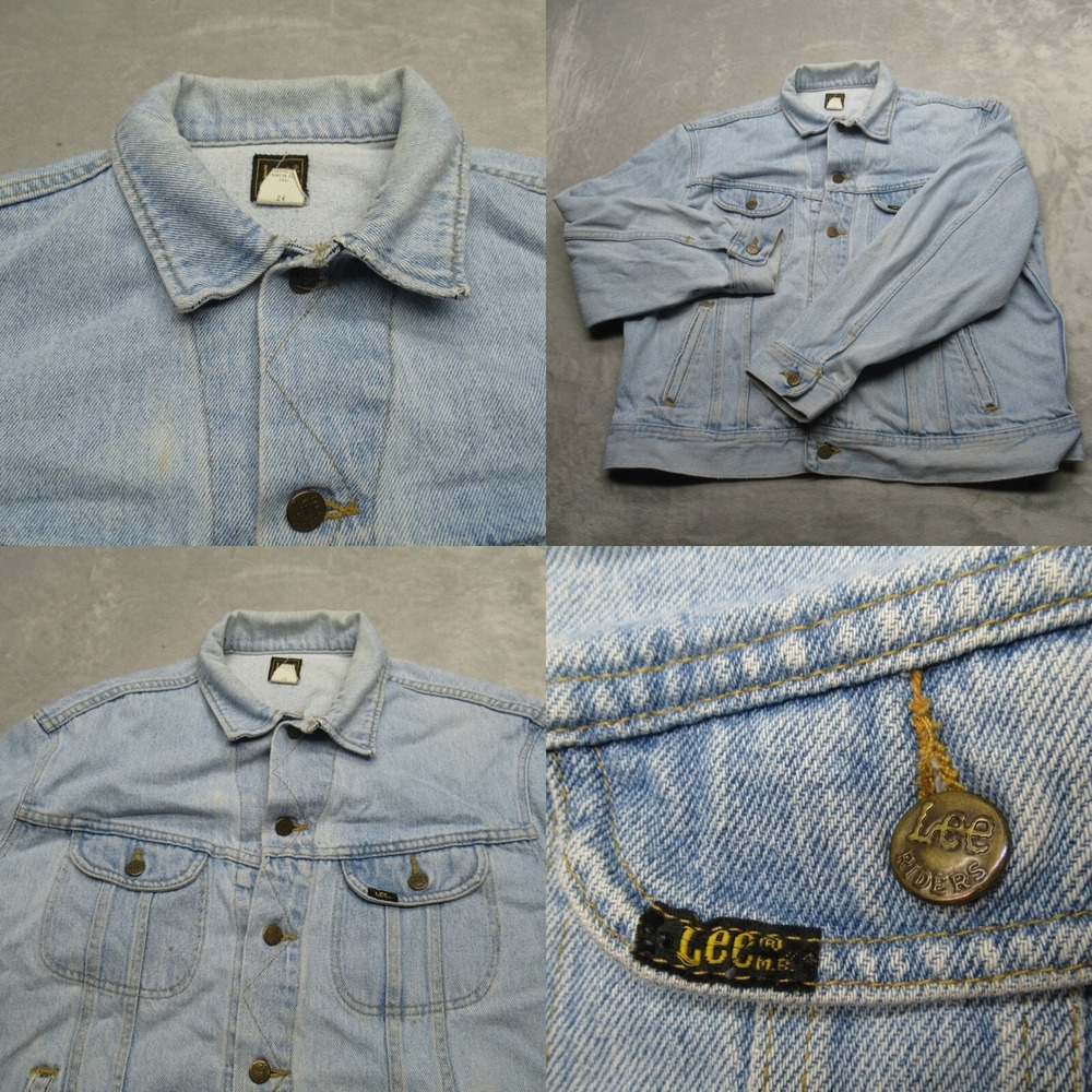 Lee Riders Denim Jacket Womens Large 24 Light Distressed Jean USA Made VTG 1992